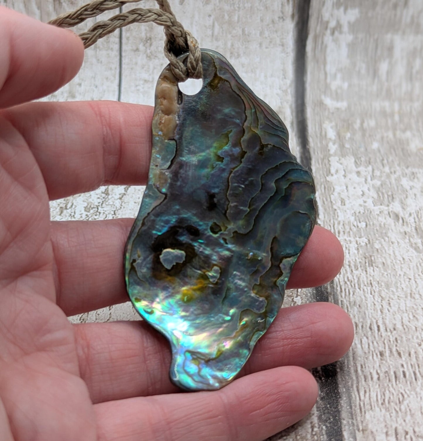 Large Freeform NZ Pāua Shell Pendant – Iridescent Abalone Statement Necklace, Natural statement Beach Jewellery.