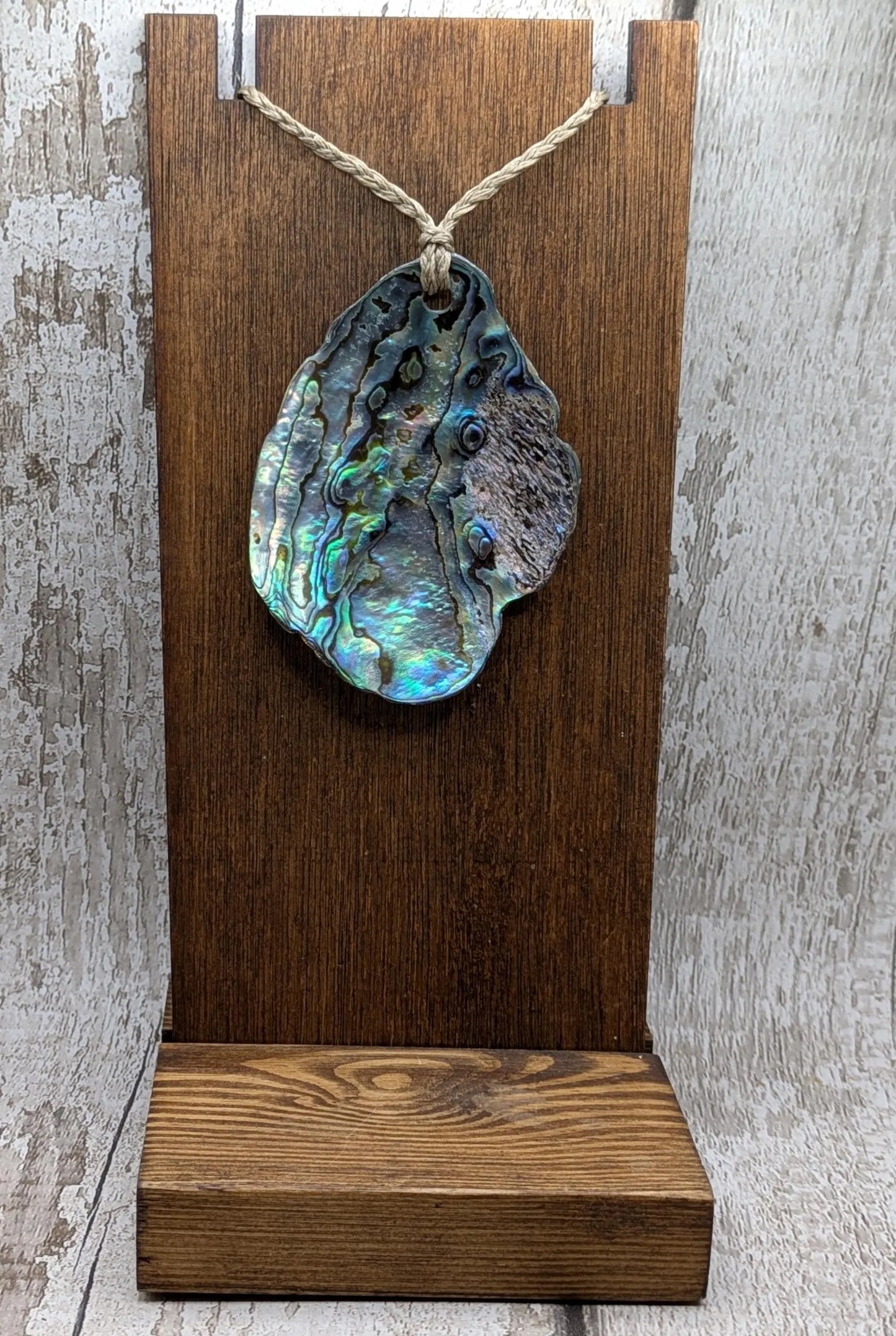 Large Freeform NZ Pāua Shell Pendant – Iridescent Abalone Statement Necklace, Natural statement Beach Jewellery.