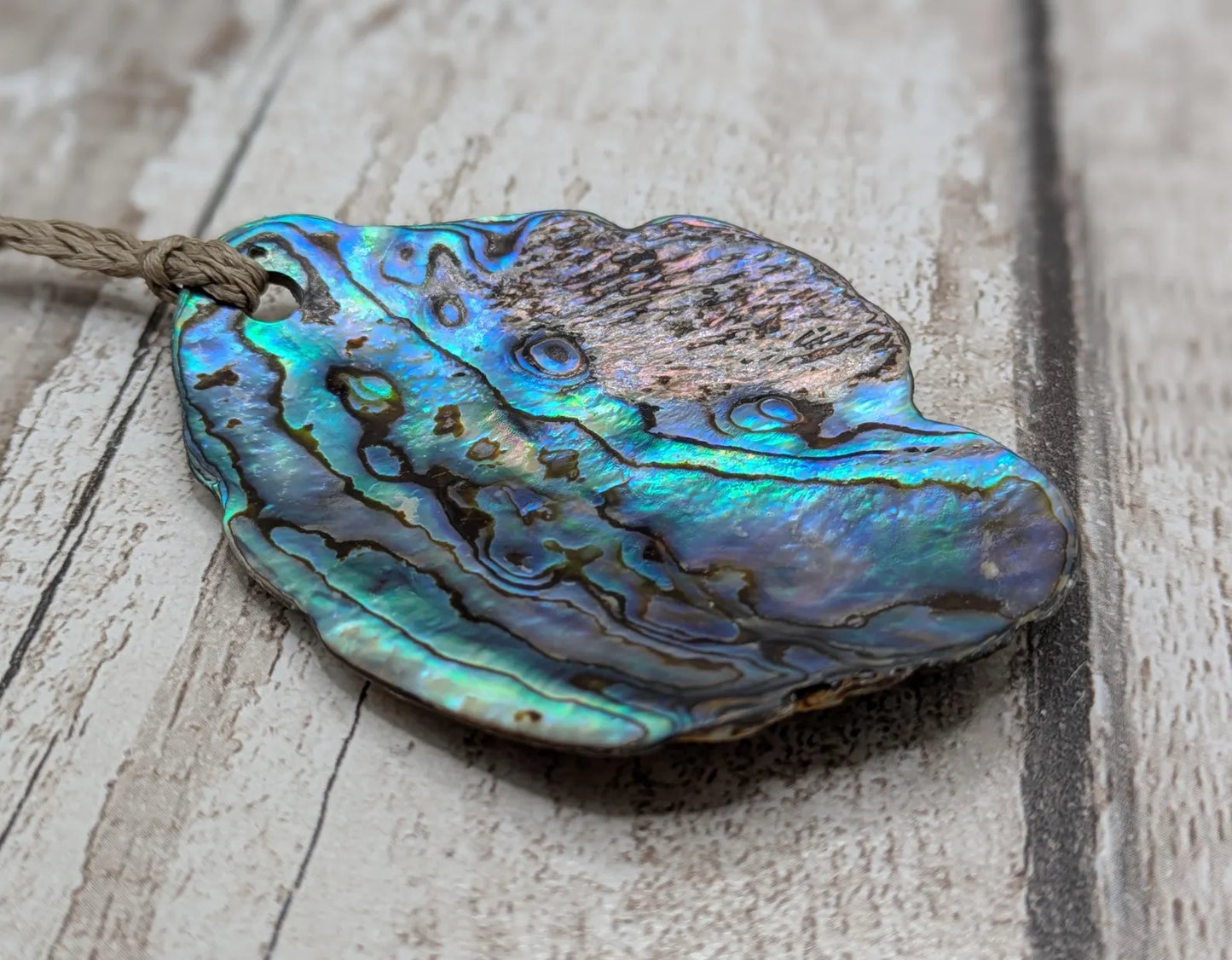 Large Freeform NZ Pāua Shell Pendant – Iridescent Abalone Statement Necklace, Natural statement Beach Jewellery.