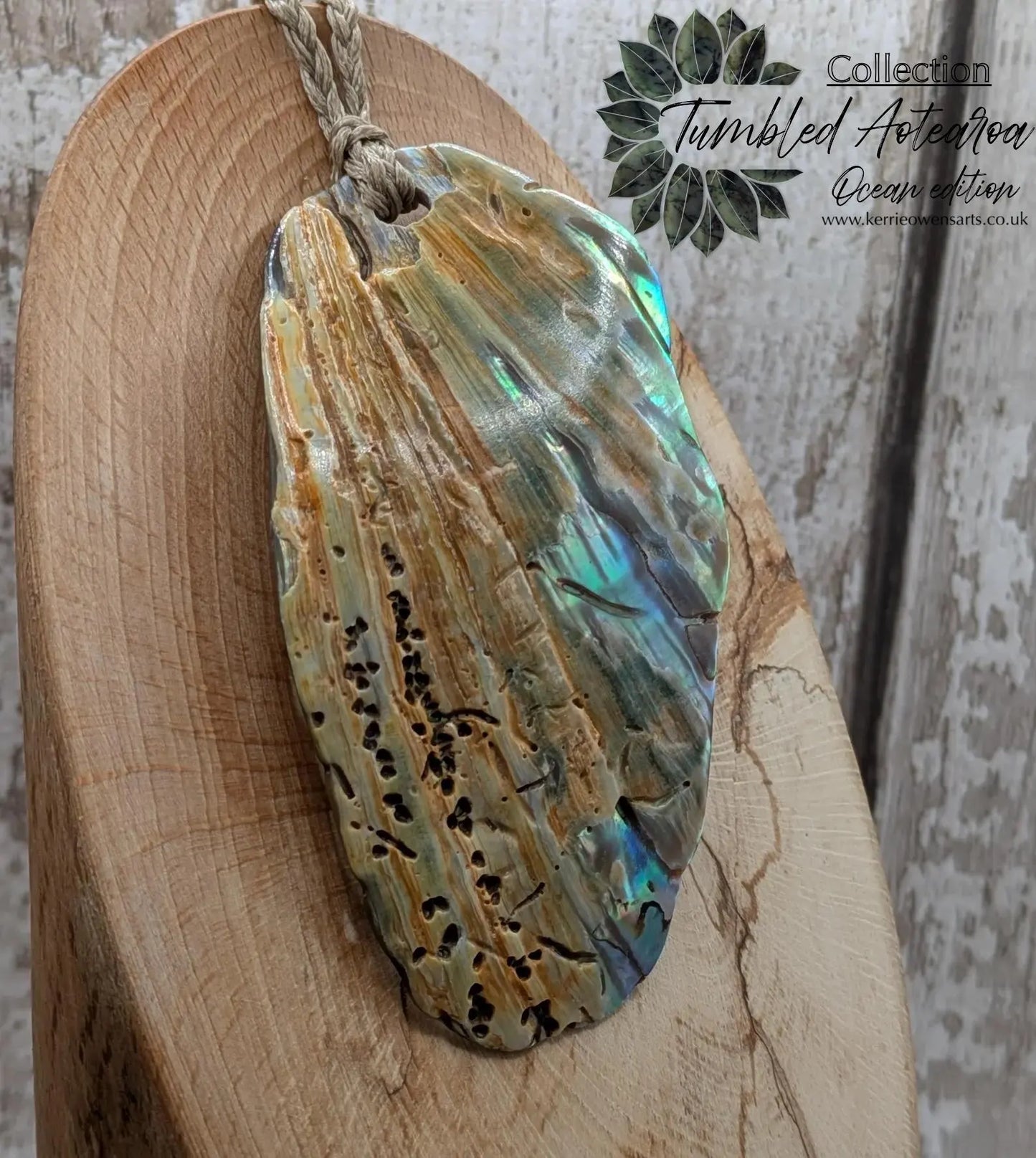 Large Freeform NZ Pāua Shell Pendant – Iridescent Abalone Statement Necklace, Natural statement Beach Jewellery.