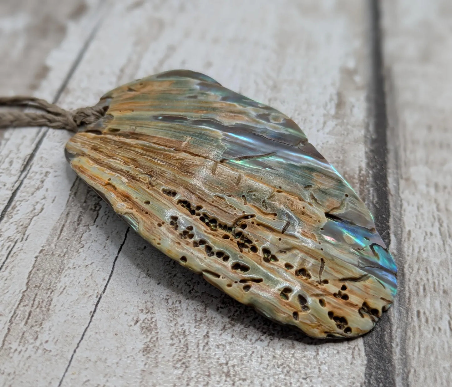 Large Freeform NZ Pāua Shell Pendant – Iridescent Abalone Statement Necklace, Natural statement Beach Jewellery.