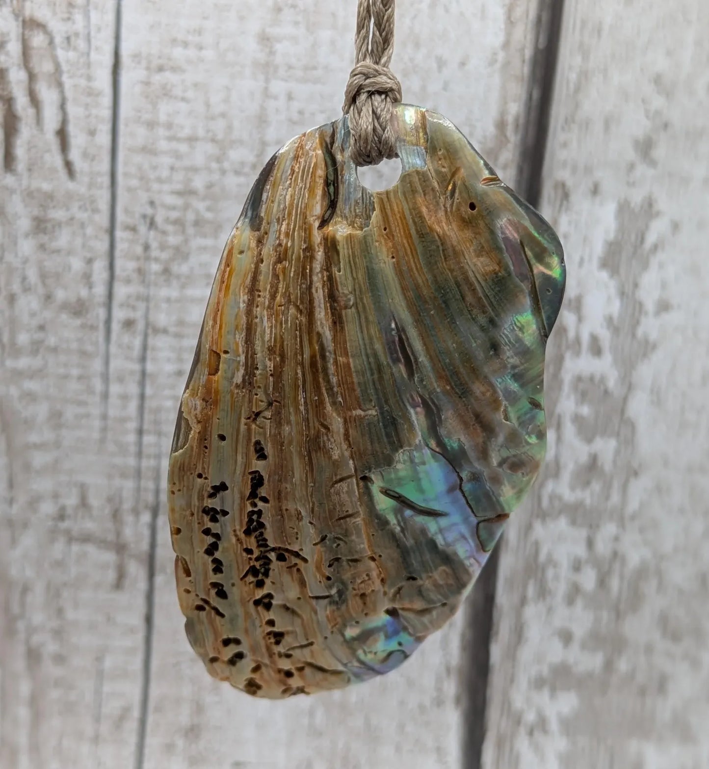 Large Freeform NZ Pāua Shell Pendant – Iridescent Abalone Statement Necklace, Natural statement Beach Jewellery.