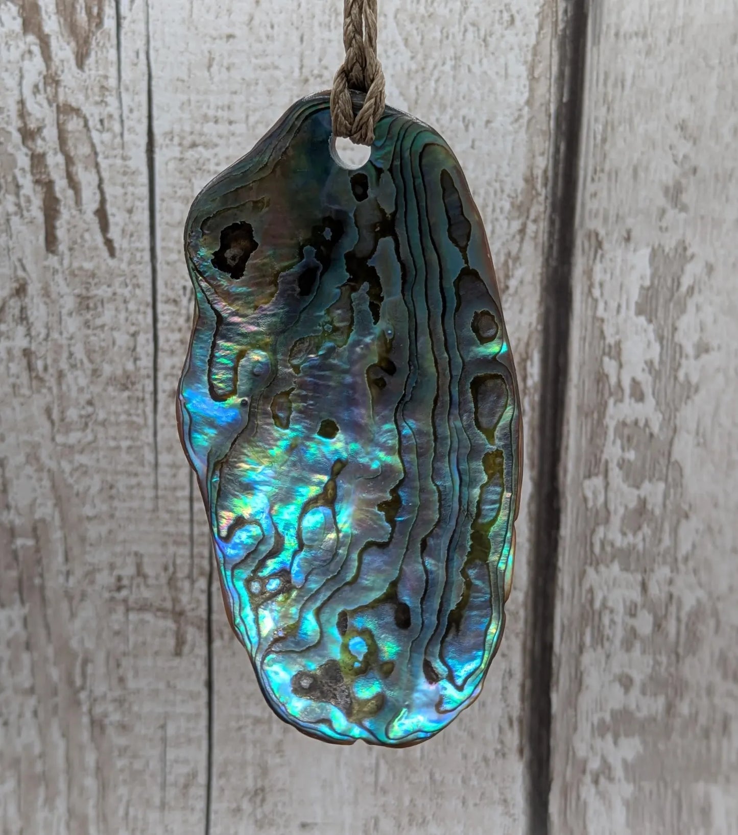 Large Freeform NZ Pāua Shell Pendant – Iridescent Abalone Statement Necklace, Natural statement Beach Jewellery.