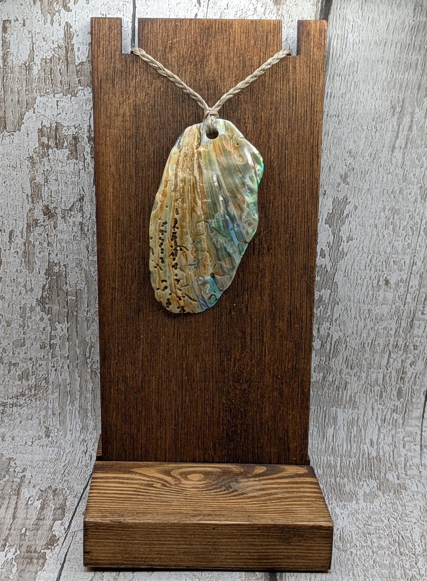 Large Freeform NZ Pāua Shell Pendant – Iridescent Abalone Statement Necklace, Natural statement Beach Jewellery.