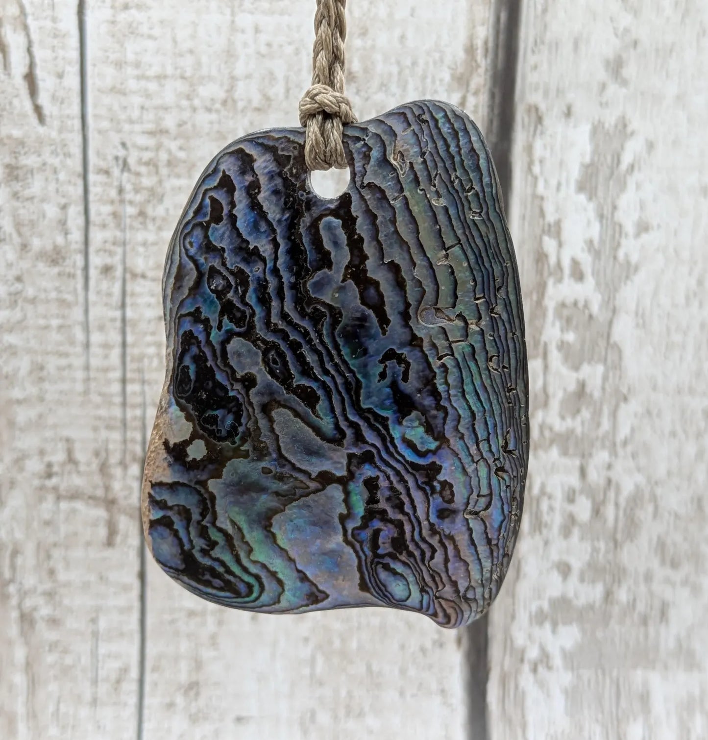 Large Freeform NZ Pāua Shell Pendant – Iridescent Abalone Statement Necklace, Natural statement Beach Jewellery.