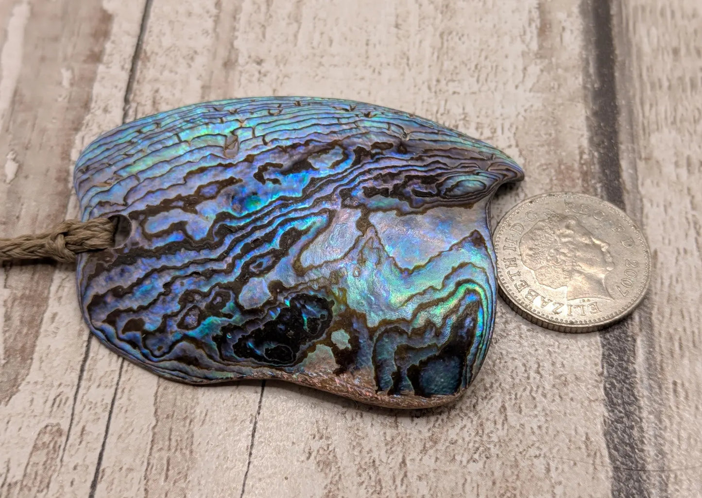 Large Freeform NZ Pāua Shell Pendant – Iridescent Abalone Statement Necklace, Natural statement Beach Jewellery.