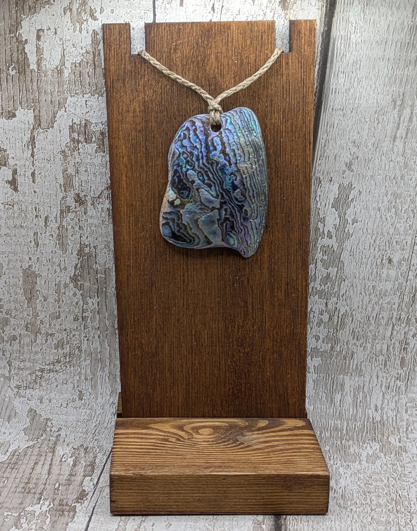 Large Freeform NZ Pāua Shell Pendant – Iridescent Abalone Statement Necklace, Natural statement Beach Jewellery.