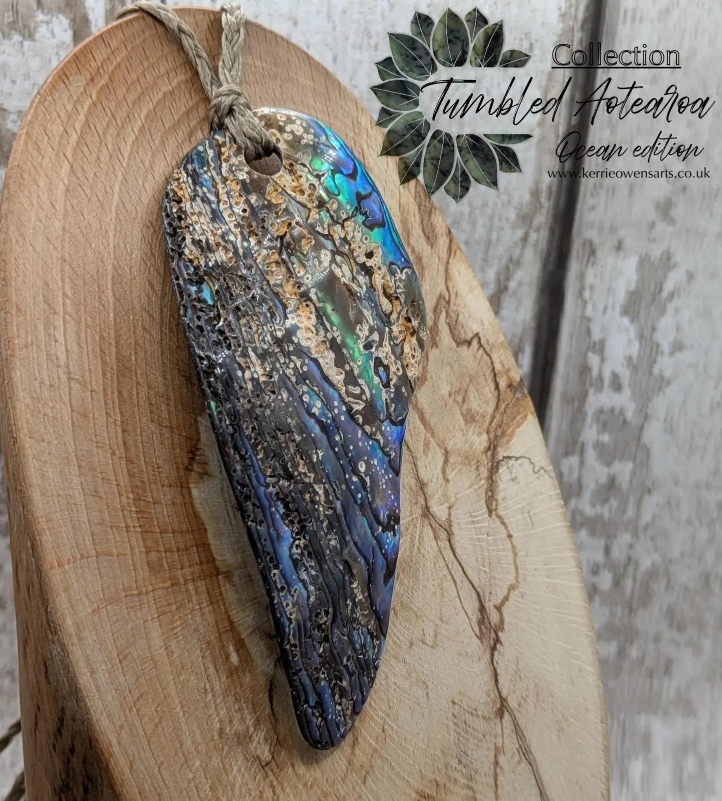 Large Freeform NZ Pāua Shell Pendant – Iridescent Abalone Statement Necklace, Natural statement Beach Jewellery.