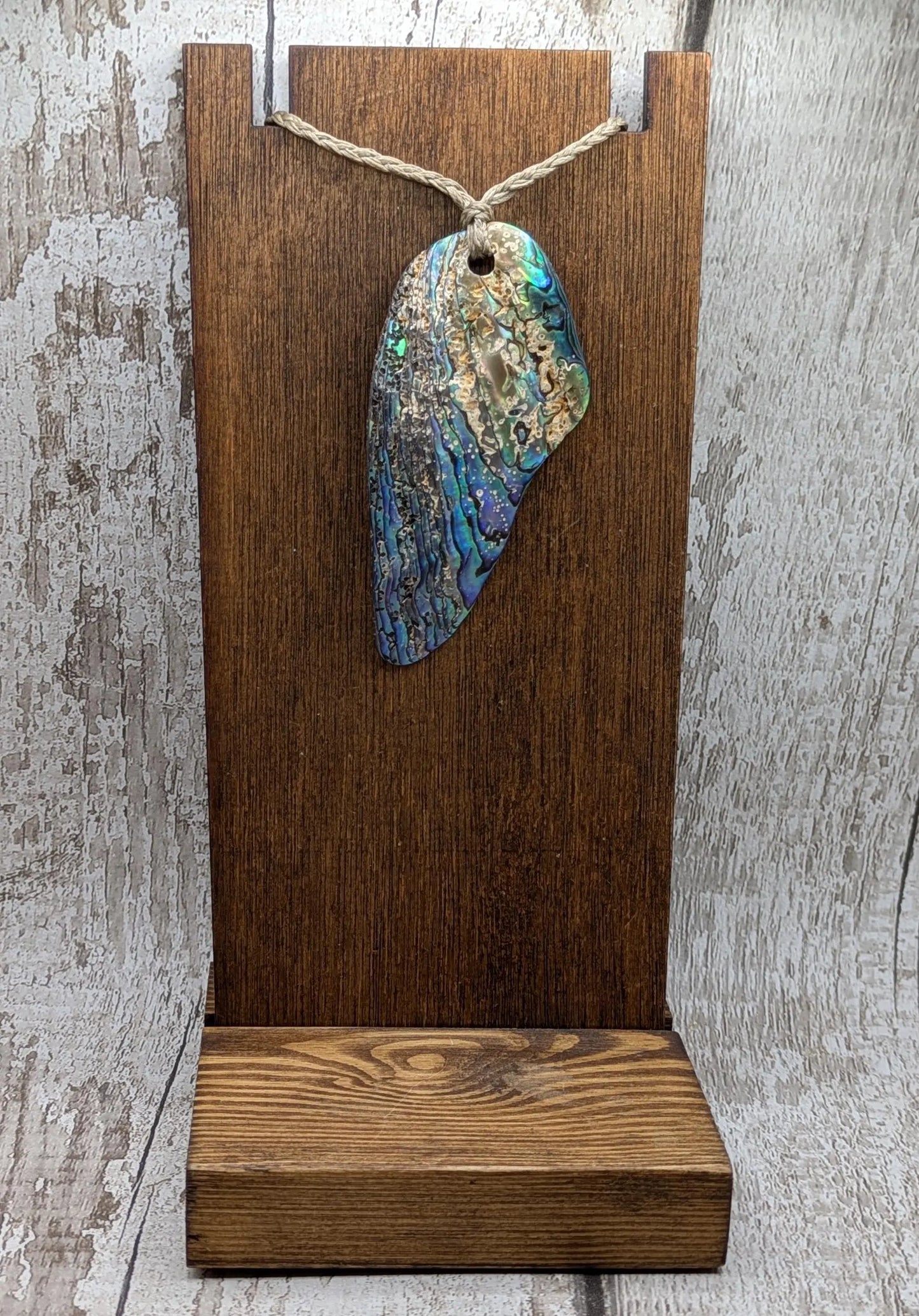 Large Freeform NZ Pāua Shell Pendant – Iridescent Abalone Statement Necklace, Natural statement Beach Jewellery.