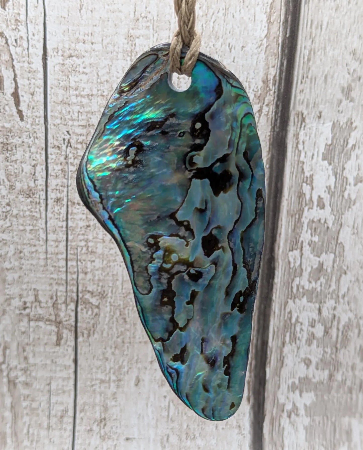 Large Freeform NZ Pāua Shell Pendant – Iridescent Abalone Statement Necklace, Natural statement Beach Jewellery.