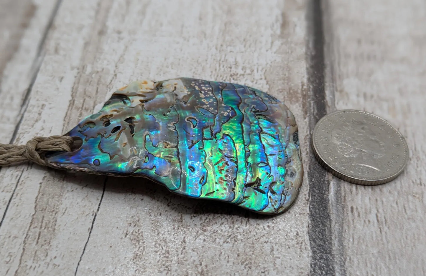 Large Freeform NZ Pāua Shell Pendant – Iridescent Abalone Statement Necklace, Natural statement Beach Jewellery.