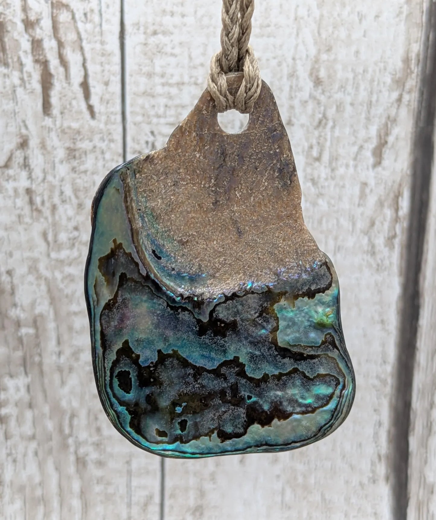 Large Freeform NZ Pāua Shell Pendant – Iridescent Abalone Statement Necklace, Natural statement Beach Jewellery.