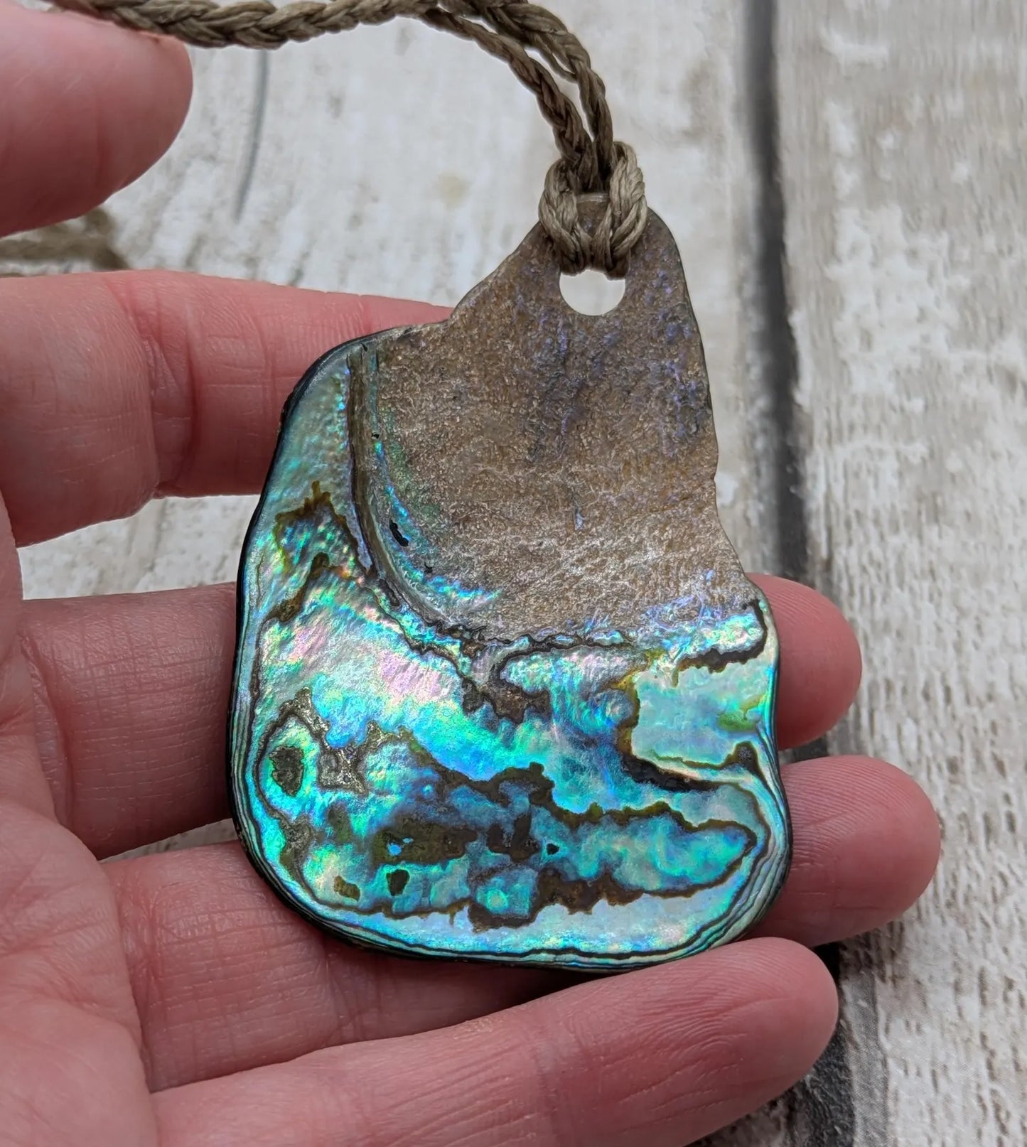 Large Freeform NZ Pāua Shell Pendant – Iridescent Abalone Statement Necklace, Natural statement Beach Jewellery.