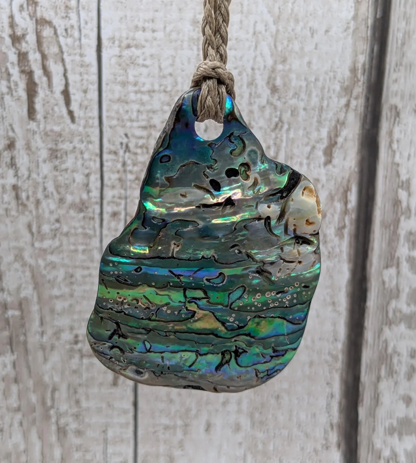 Large Freeform NZ Pāua Shell Pendant – Iridescent Abalone Statement Necklace, Natural statement Beach Jewellery.