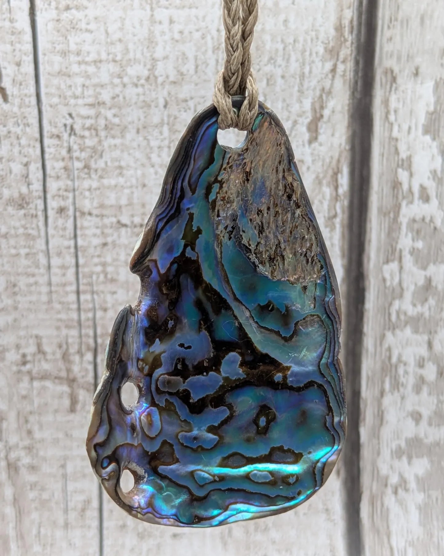Large Freeform NZ Pāua Shell Pendant – Iridescent Abalone Statement Necklace, Natural statement Beach Jewellery.