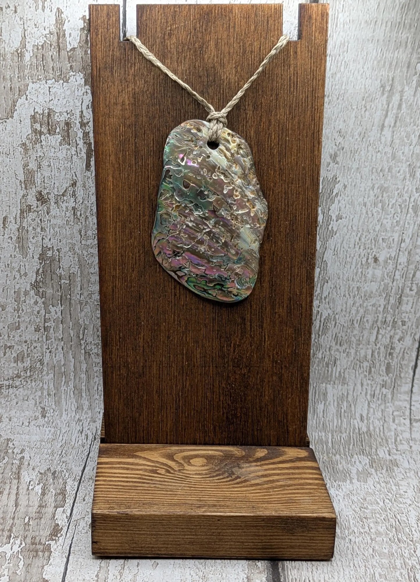 Large Freeform NZ Pāua Shell Pendant – Iridescent Abalone Statement Necklace, Natural statement Beach Jewellery.