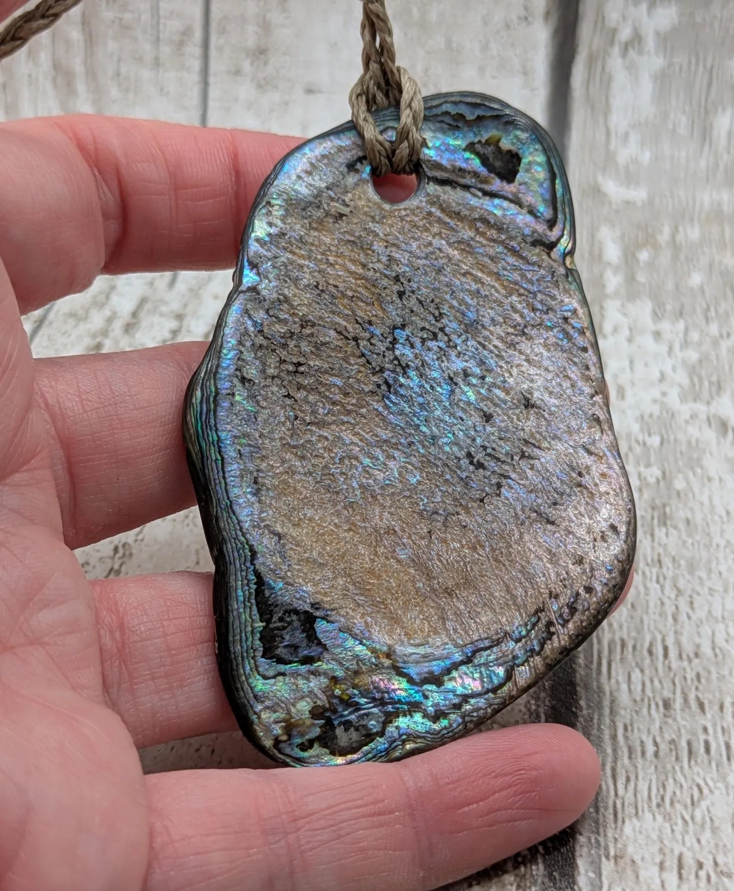 Large Freeform NZ Pāua Shell Pendant – Iridescent Abalone Statement Necklace, Natural statement Beach Jewellery.