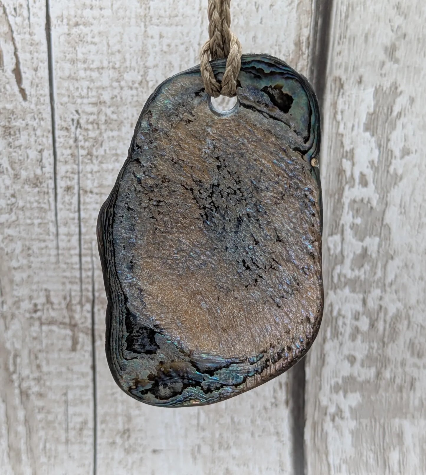 Large Freeform NZ Pāua Shell Pendant – Iridescent Abalone Statement Necklace, Natural statement Beach Jewellery.
