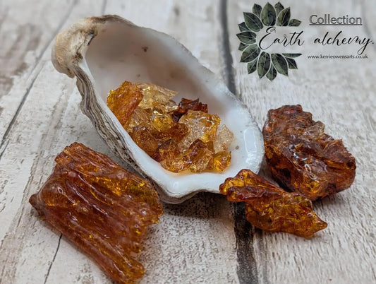 Cherry tree copal amber, natural resin sap, small chunks for spell work, ritual, inlay or craft.