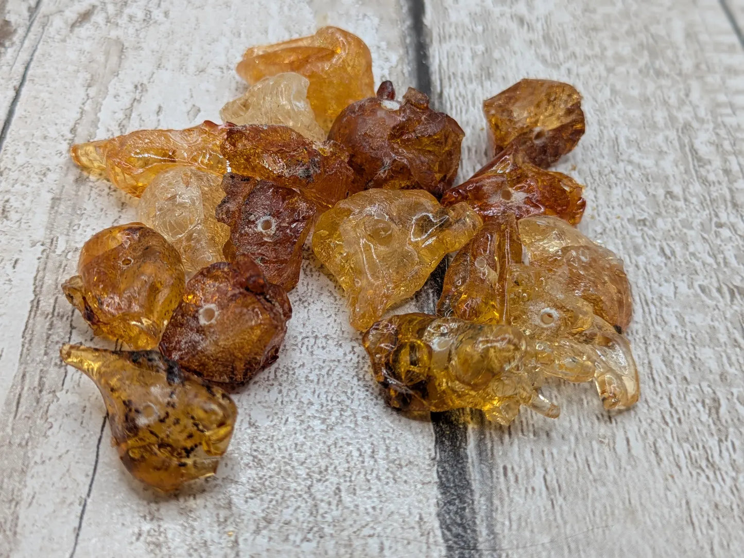 Cherry tree copal amber, natural resin sap beads for alter offerings and shell works. Not for jewellery work.