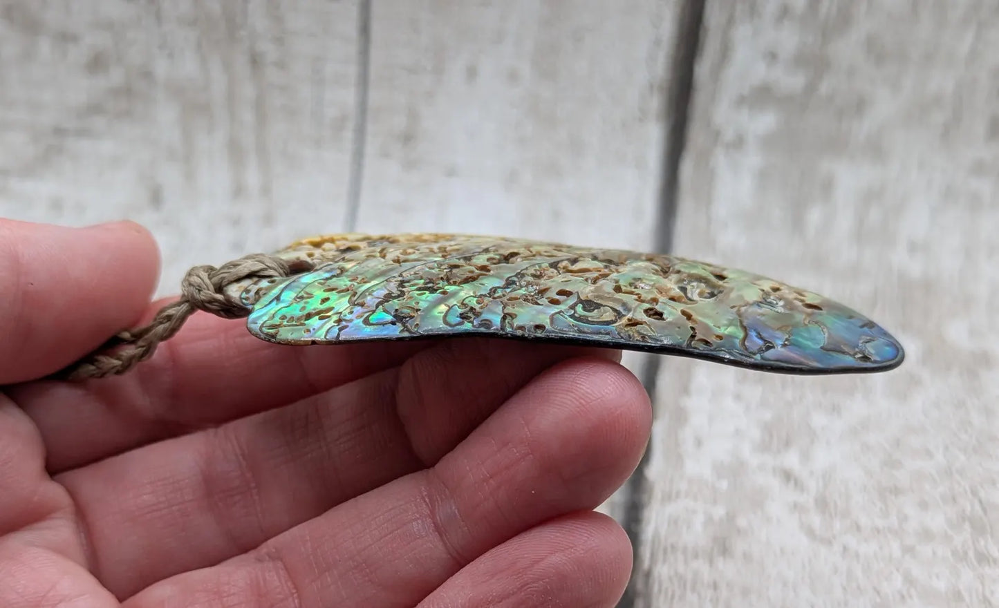 Large Freeform NZ Pāua Shell Pendant – Iridescent Abalone Statement Necklace, Natural statement Beach Jewellery.