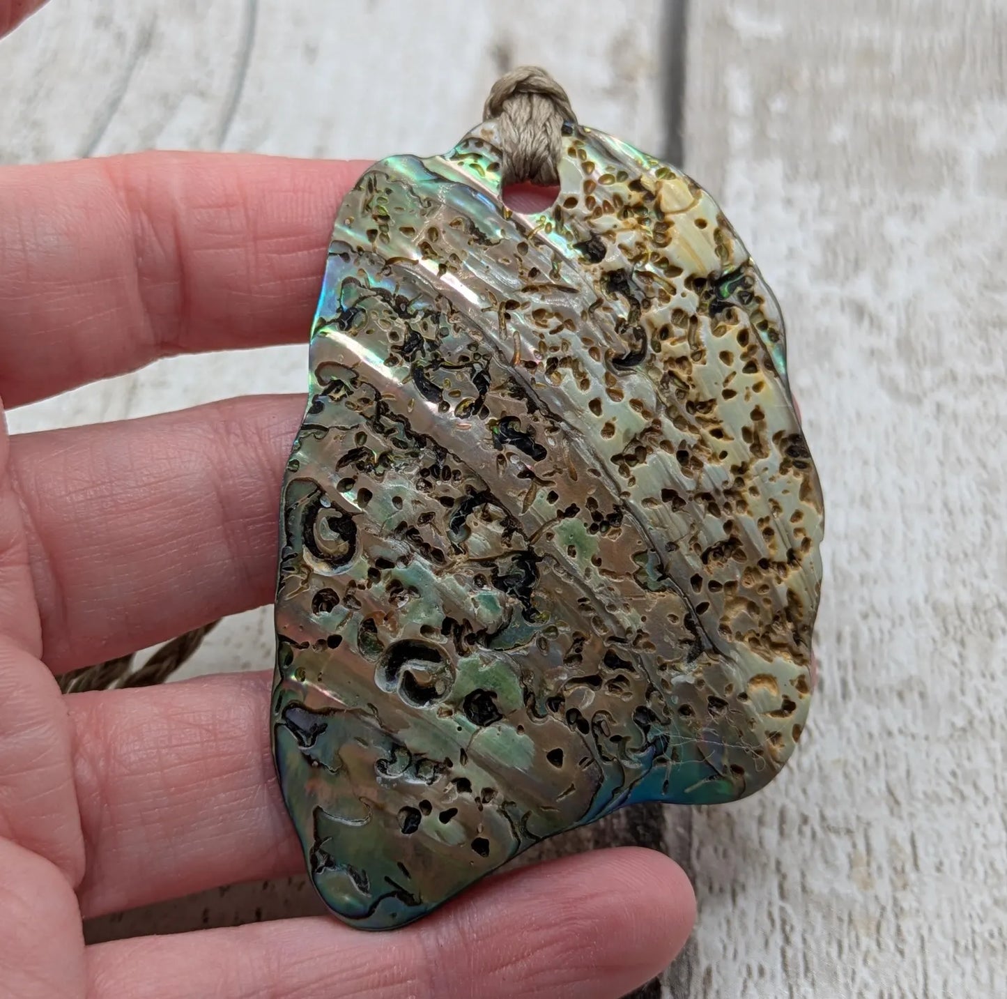 Large Freeform NZ Pāua Shell Pendant – Iridescent Abalone Statement Necklace, Natural statement Beach Jewellery.
