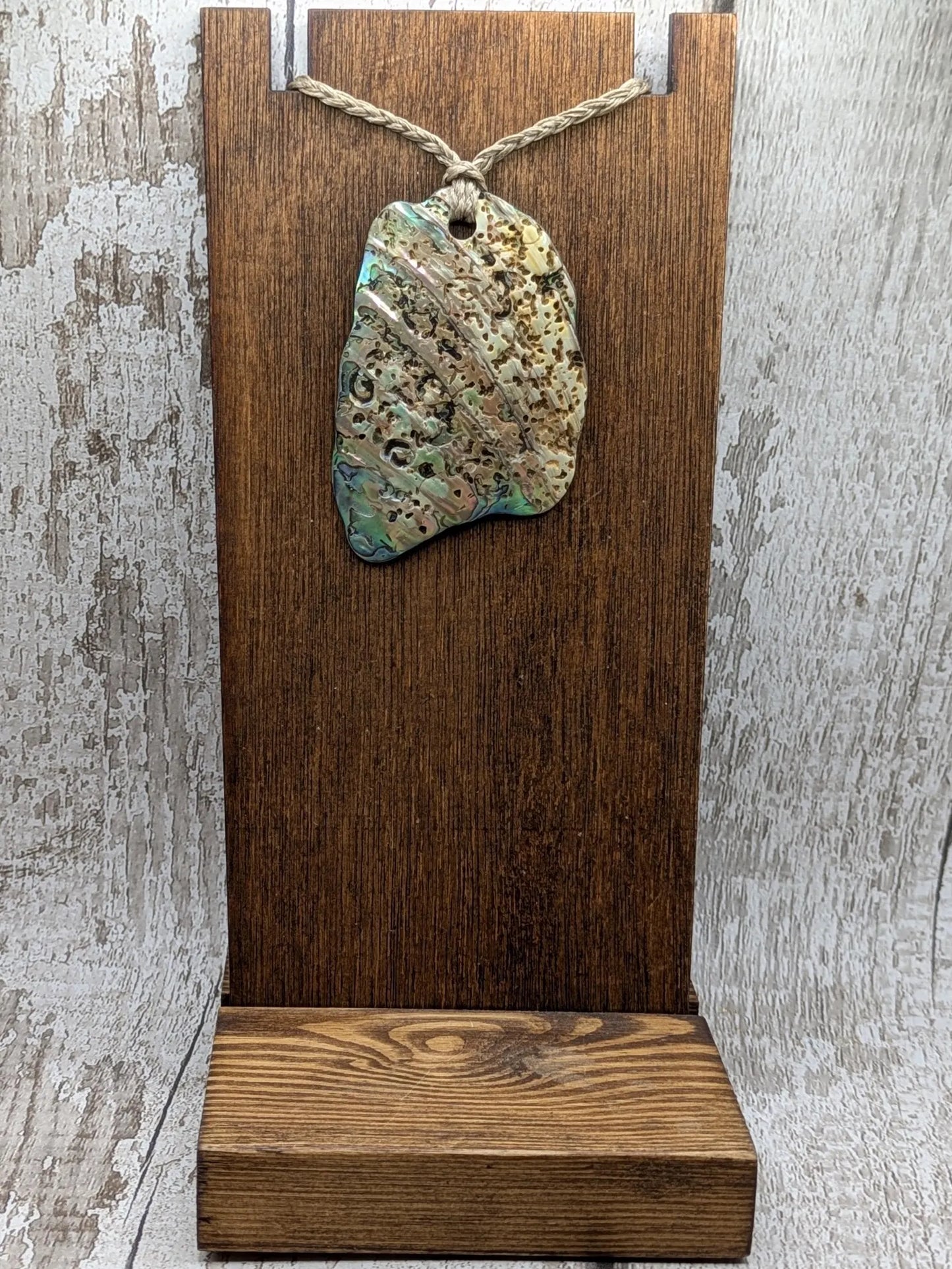 Large Freeform NZ Pāua Shell Pendant – Iridescent Abalone Statement Necklace, Natural statement Beach Jewellery.
