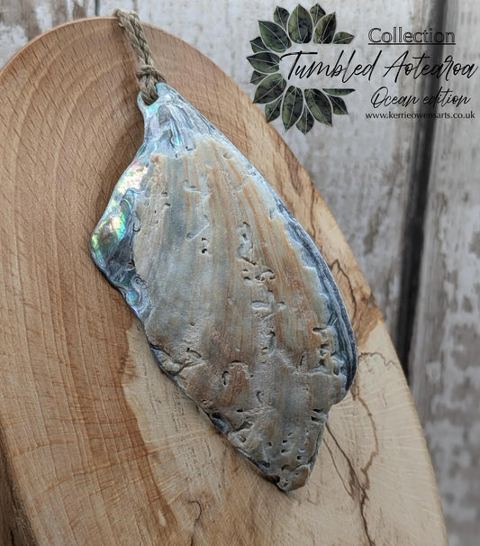 Large Freeform NZ Pāua Shell Pendant – Iridescent Abalone Statement Necklace, Natural statement Beach Jewellery.