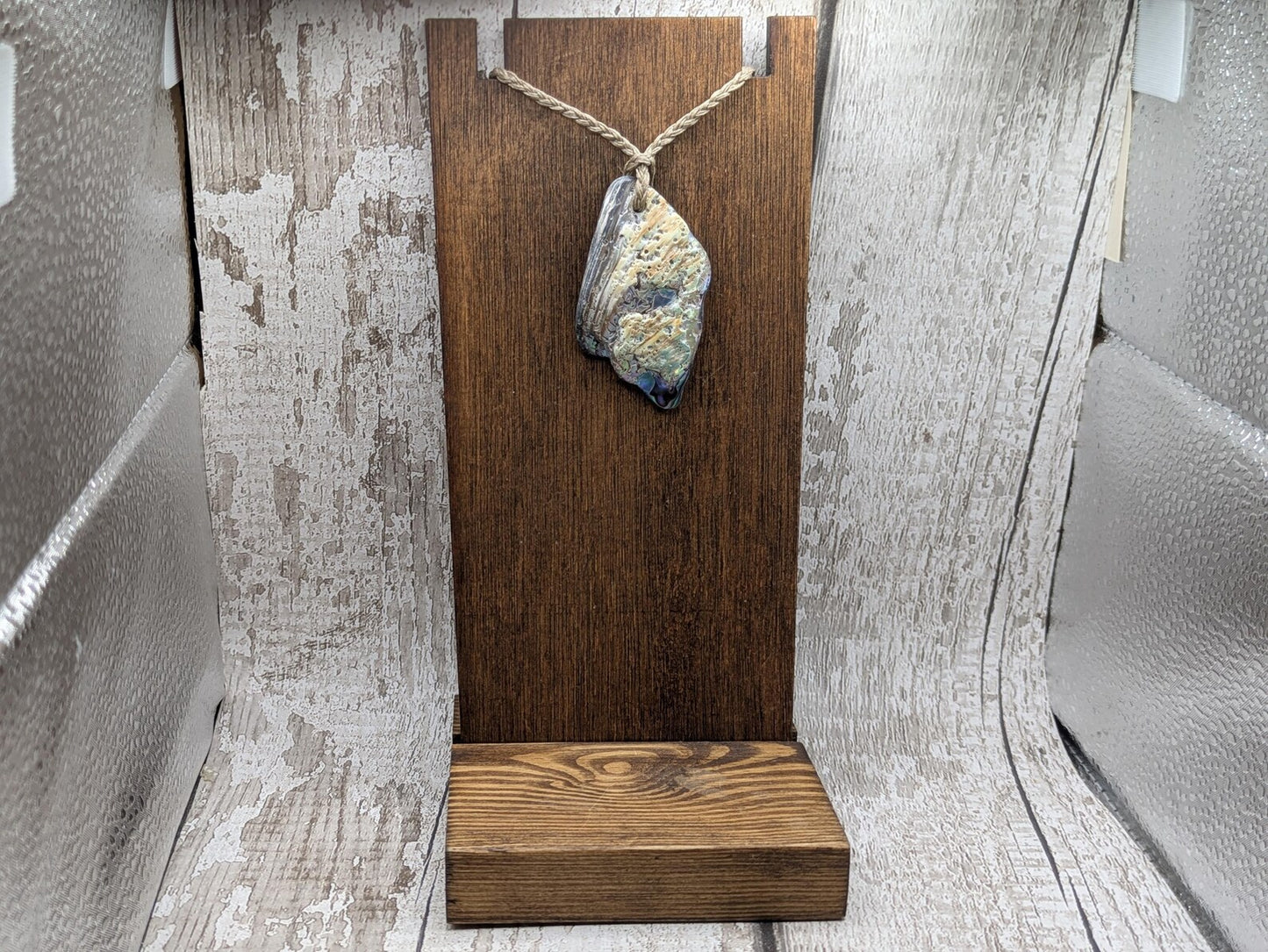 Large Freeform NZ Pāua Shell Pendant – Iridescent Abalone Statement Necklace, Natural statement Beach Jewellery.