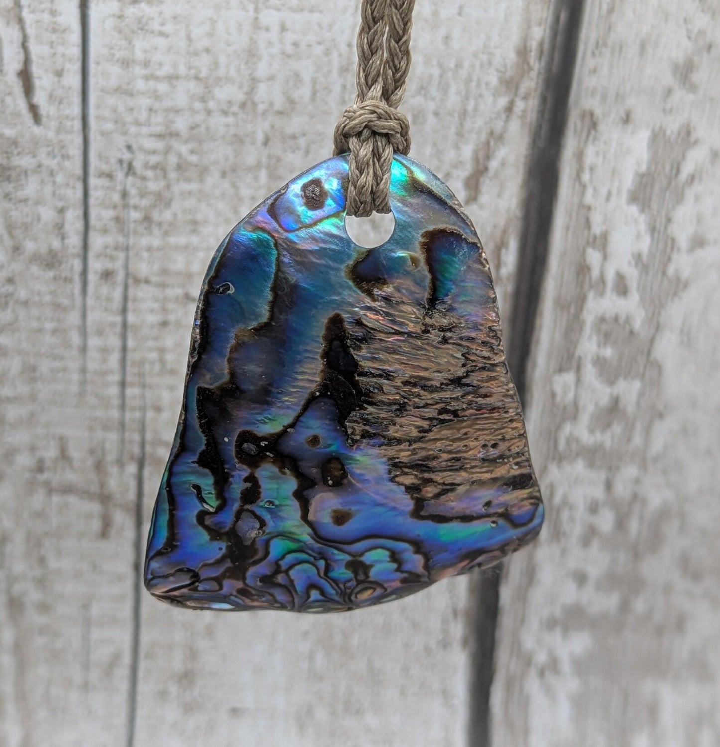 Large Freeform NZ Pāua Shell Pendant – Iridescent Abalone Statement Necklace, Natural statement Beach Jewellery.