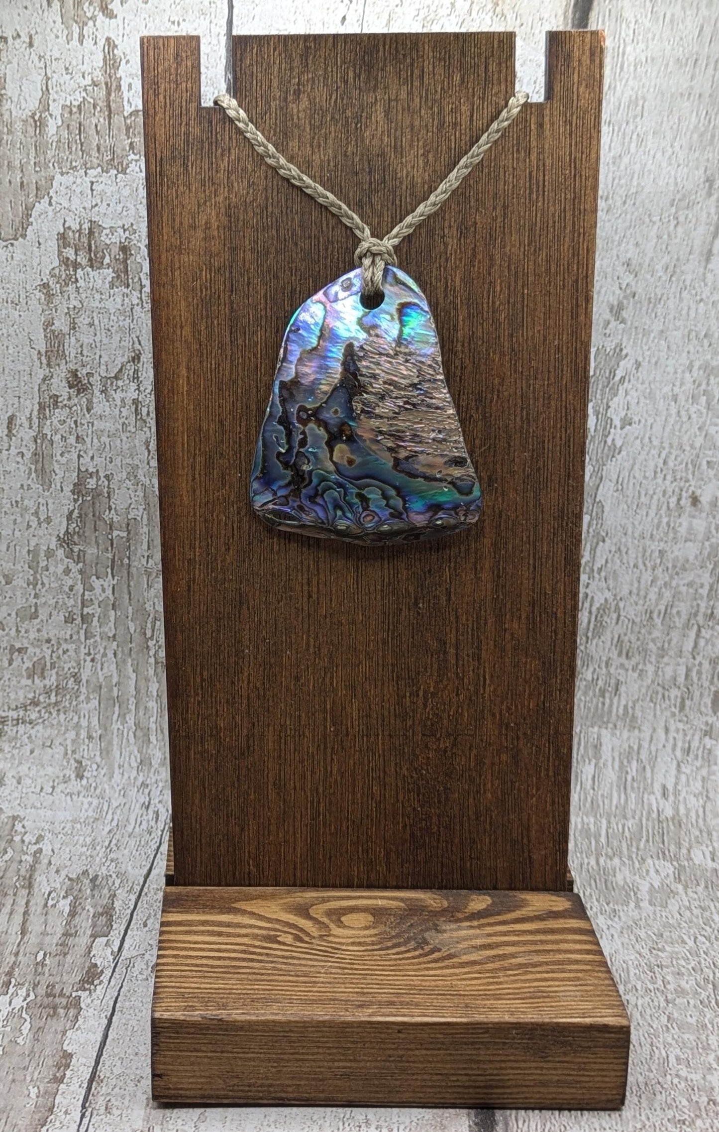 Large Freeform NZ Pāua Shell Pendant – Iridescent Abalone Statement Necklace, Natural statement Beach Jewellery.
