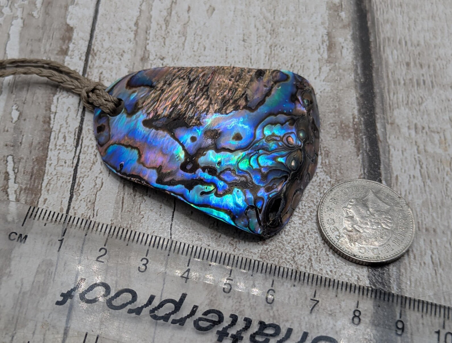 Large Freeform NZ Pāua Shell Pendant – Iridescent Abalone Statement Necklace, Natural statement Beach Jewellery.