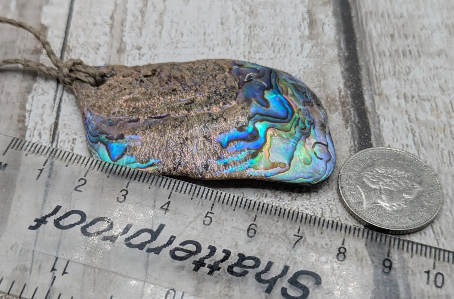 Large Freeform NZ Pāua Shell Pendant – Iridescent Abalone Statement Necklace, Natural statement Beach Jewellery.