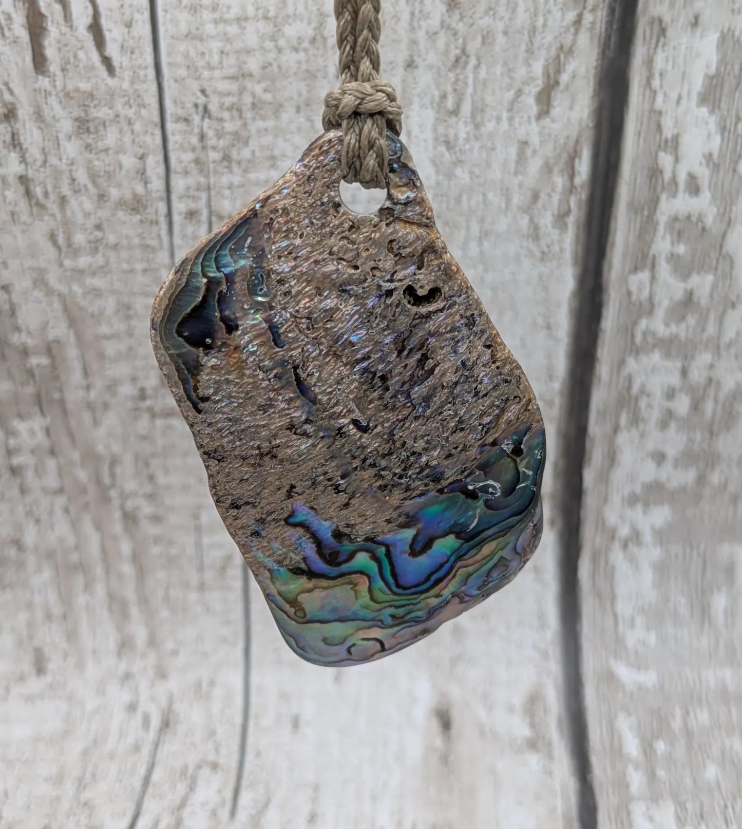Large Freeform NZ Pāua Shell Pendant – Iridescent Abalone Statement Necklace, Natural statement Beach Jewellery.