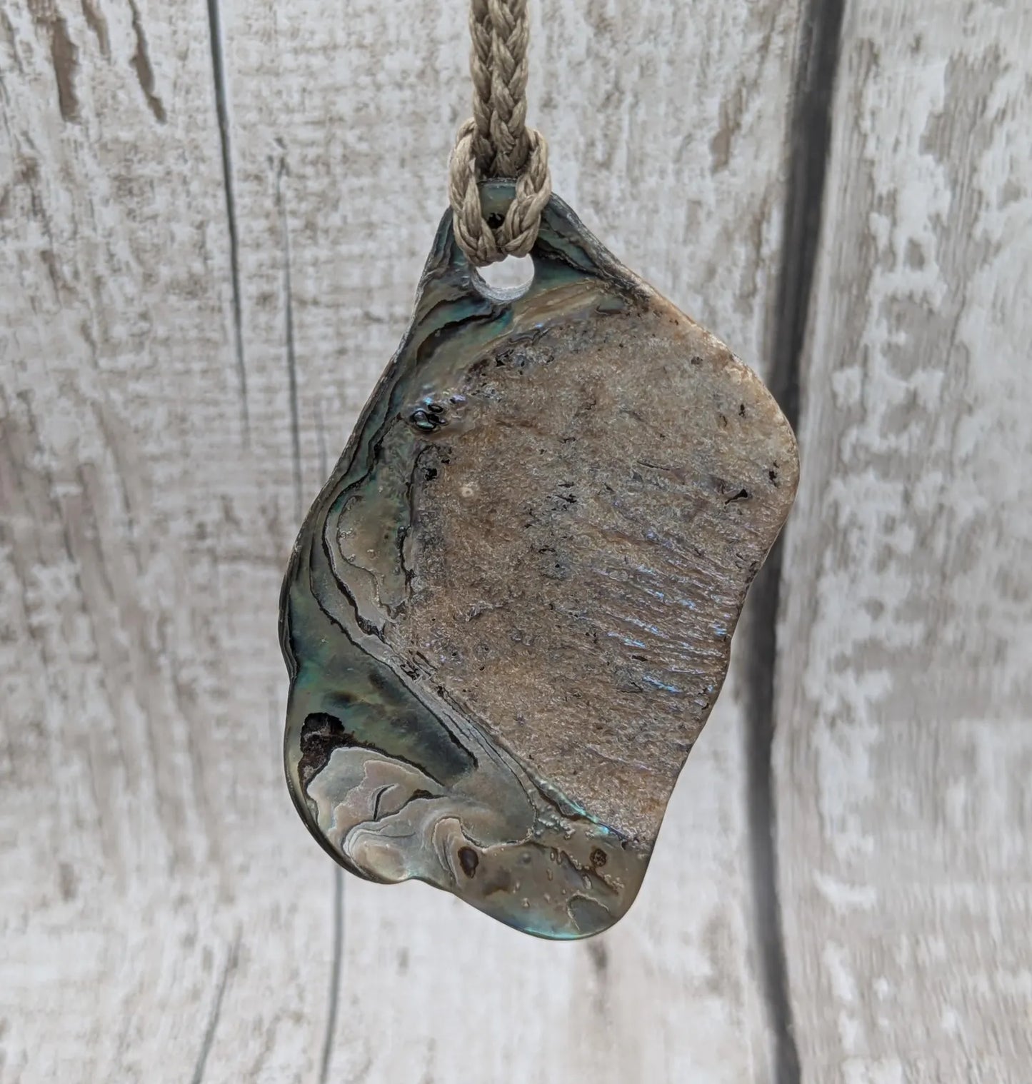 Large Freeform NZ Pāua Shell Pendant – Iridescent Abalone Statement Necklace, Natural statement Beach Jewellery.