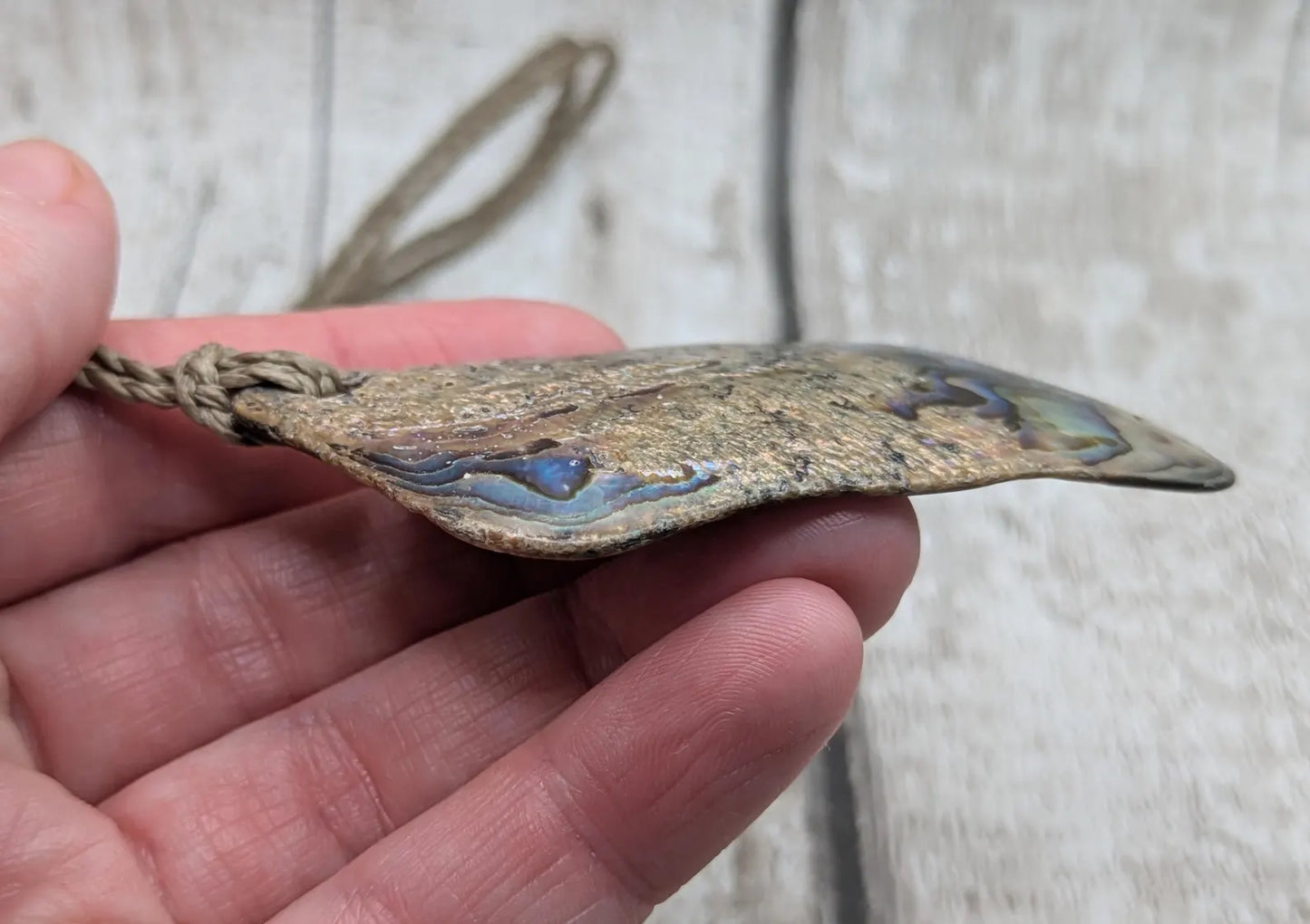 Large Freeform NZ Pāua Shell Pendant – Iridescent Abalone Statement Necklace, Natural statement Beach Jewellery.