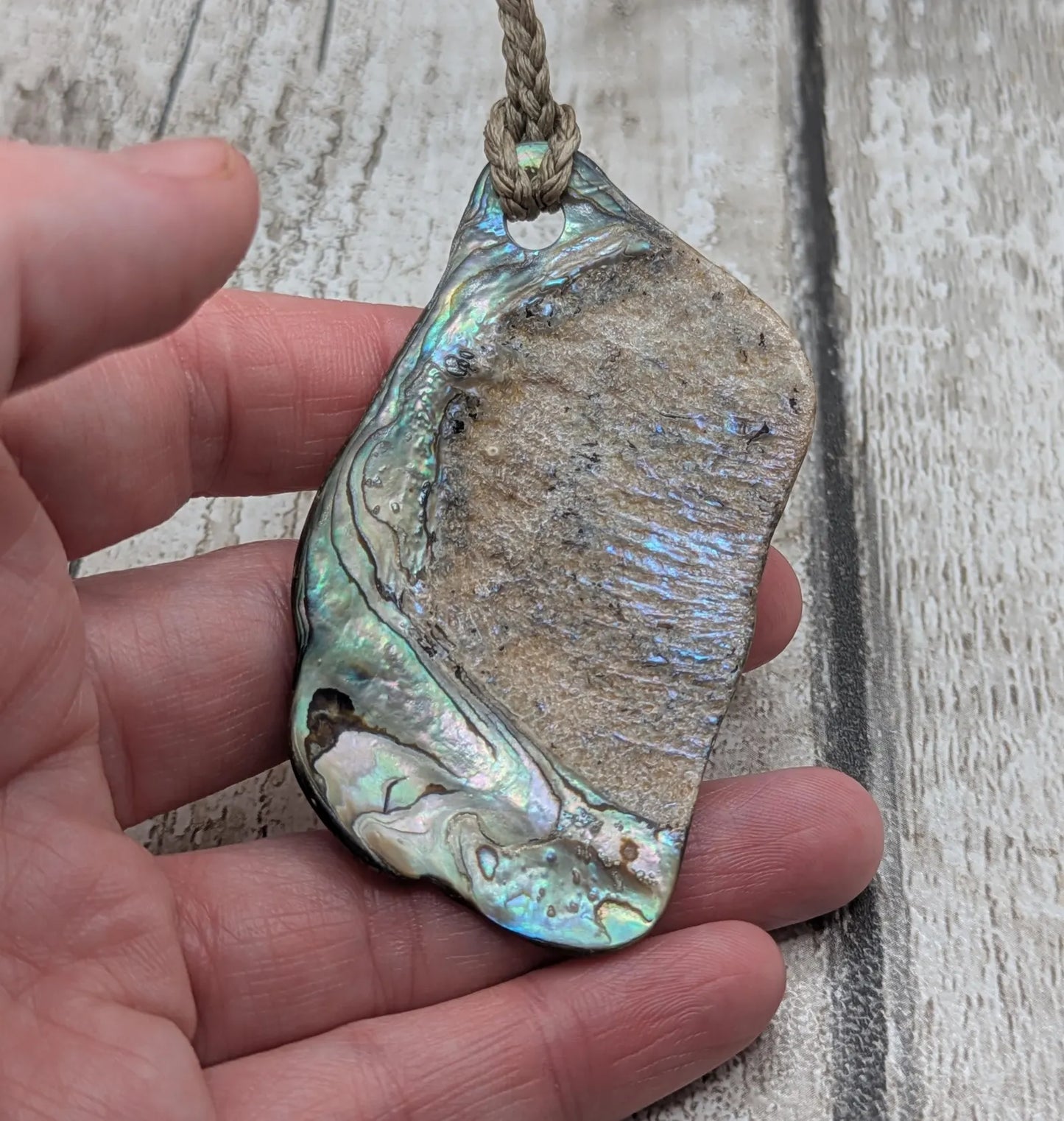 Large Freeform NZ Pāua Shell Pendant – Iridescent Abalone Statement Necklace, Natural statement Beach Jewellery.
