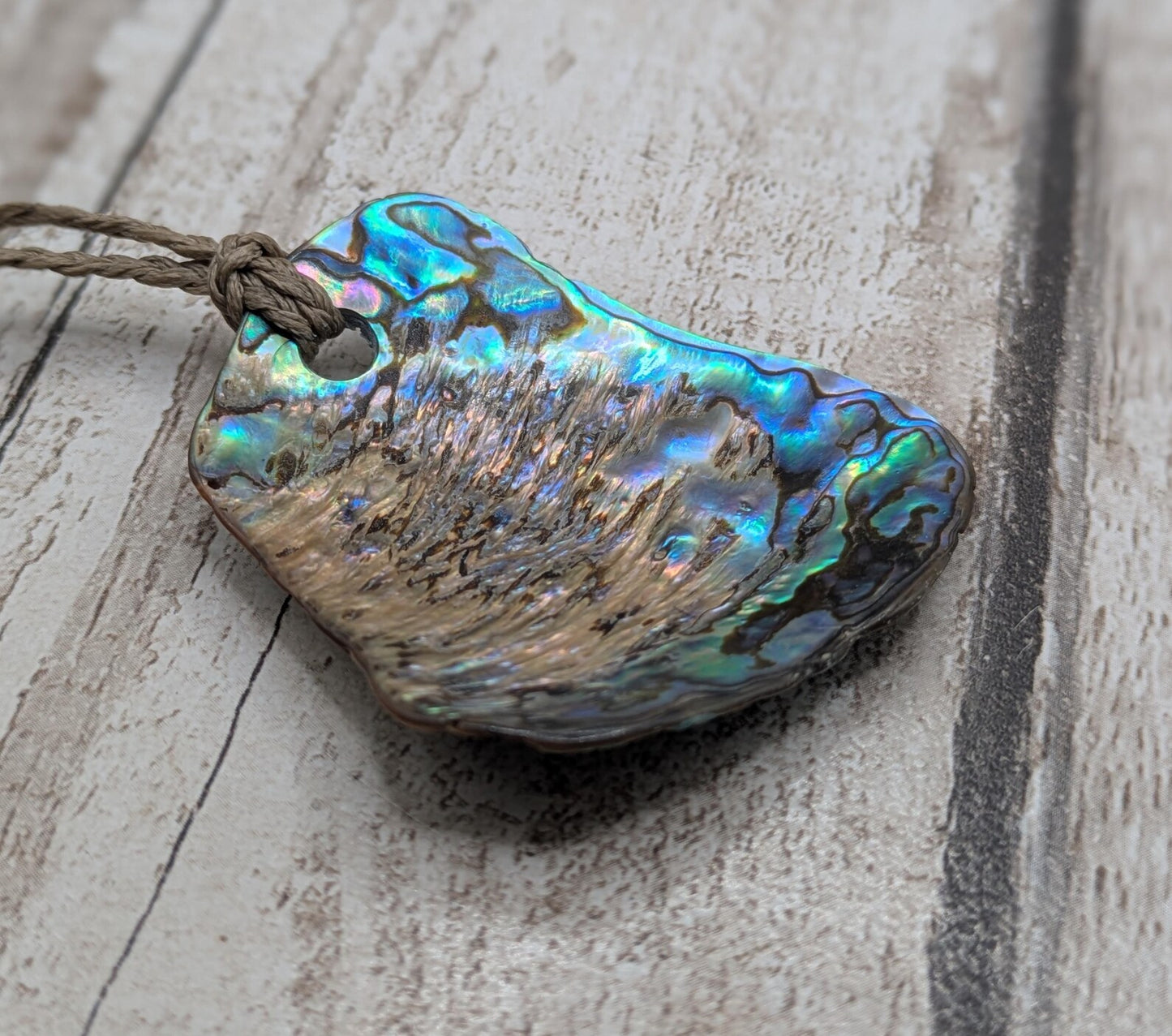 Large Freeform NZ Pāua Shell Pendant – Iridescent Abalone Statement Necklace, Natural statement Beach Jewellery.