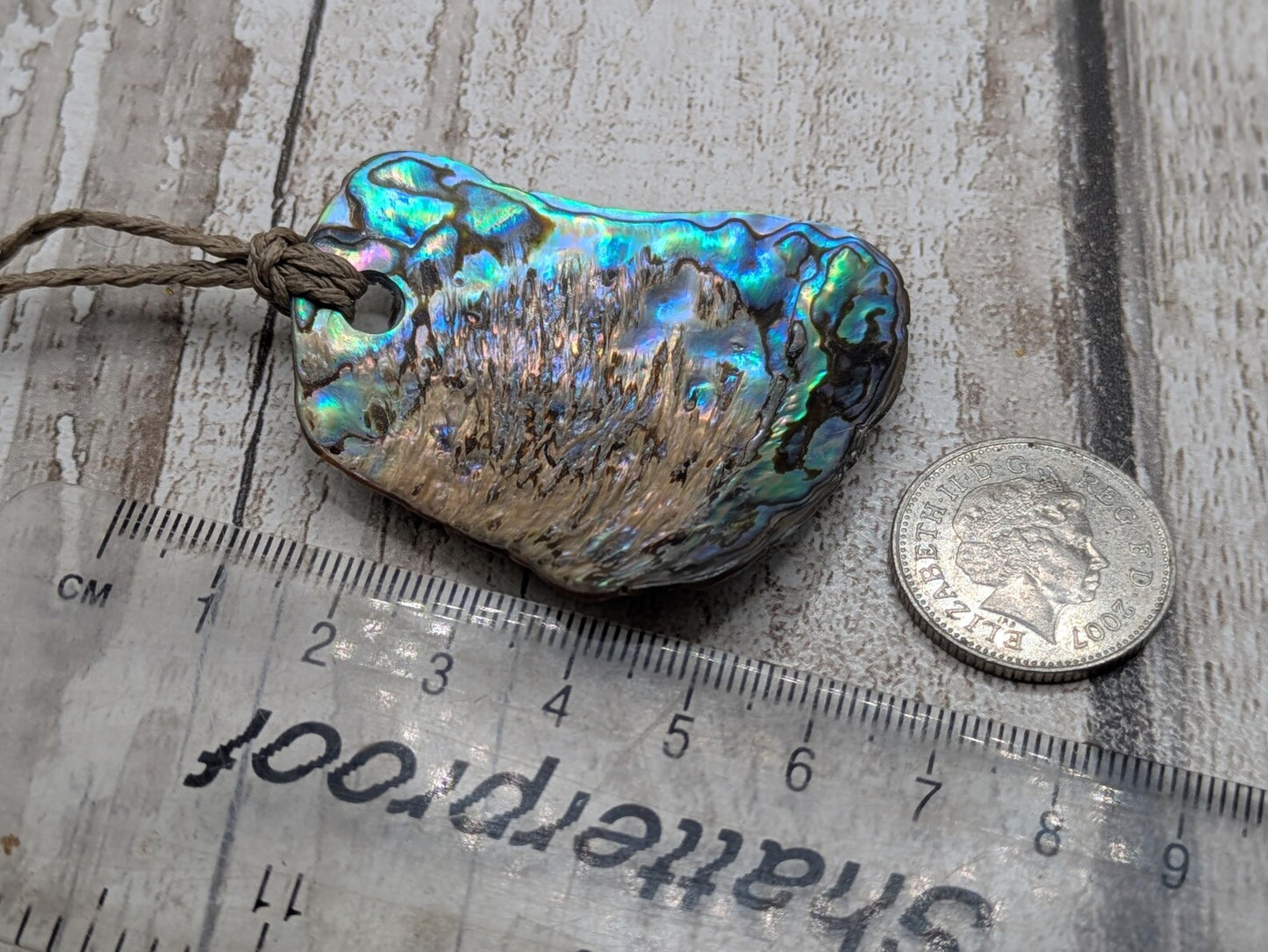 Large Freeform NZ Pāua Shell Pendant – Iridescent Abalone Statement Necklace, Natural statement Beach Jewellery.
