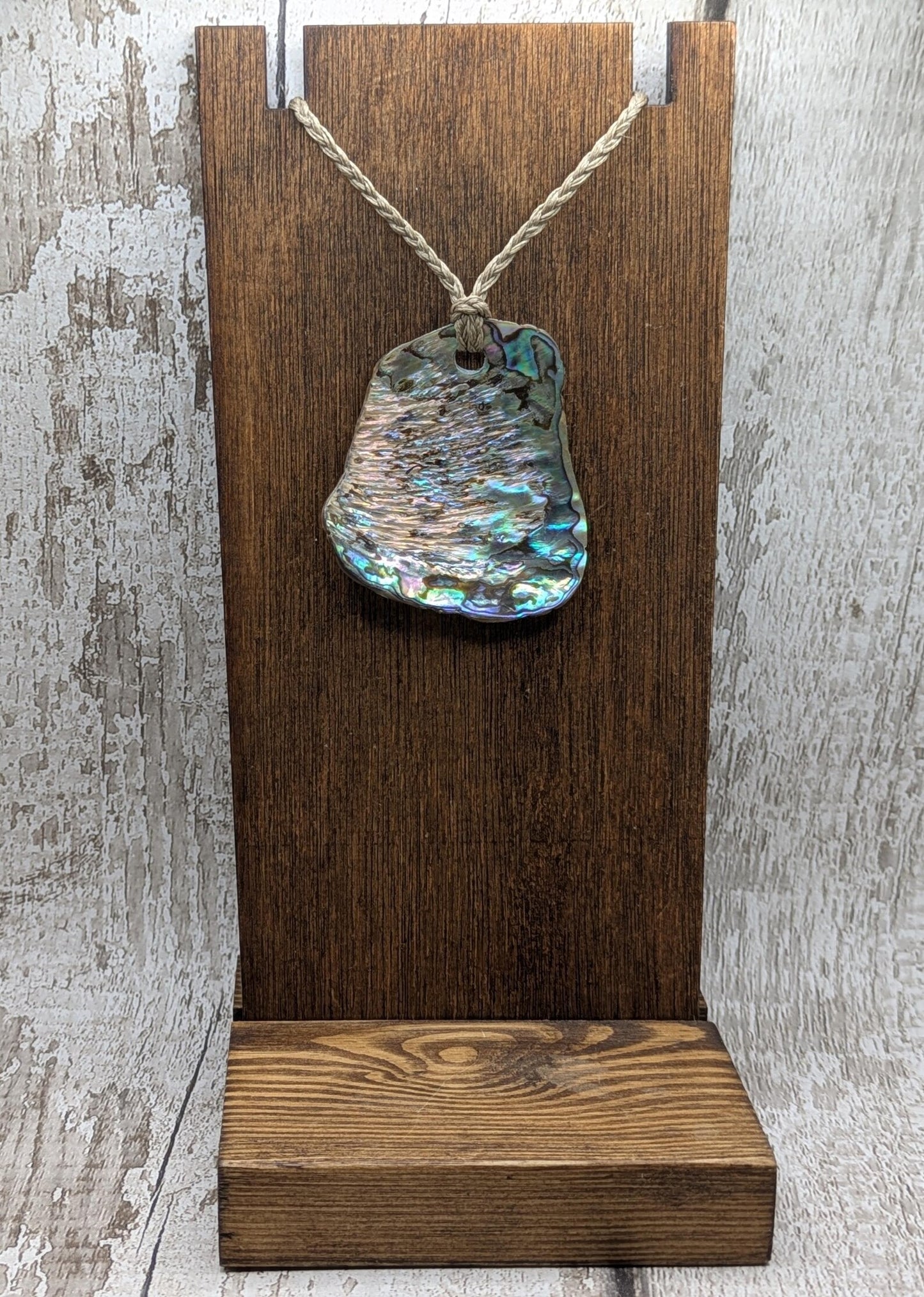 Large Freeform NZ Pāua Shell Pendant – Iridescent Abalone Statement Necklace, Natural statement Beach Jewellery.