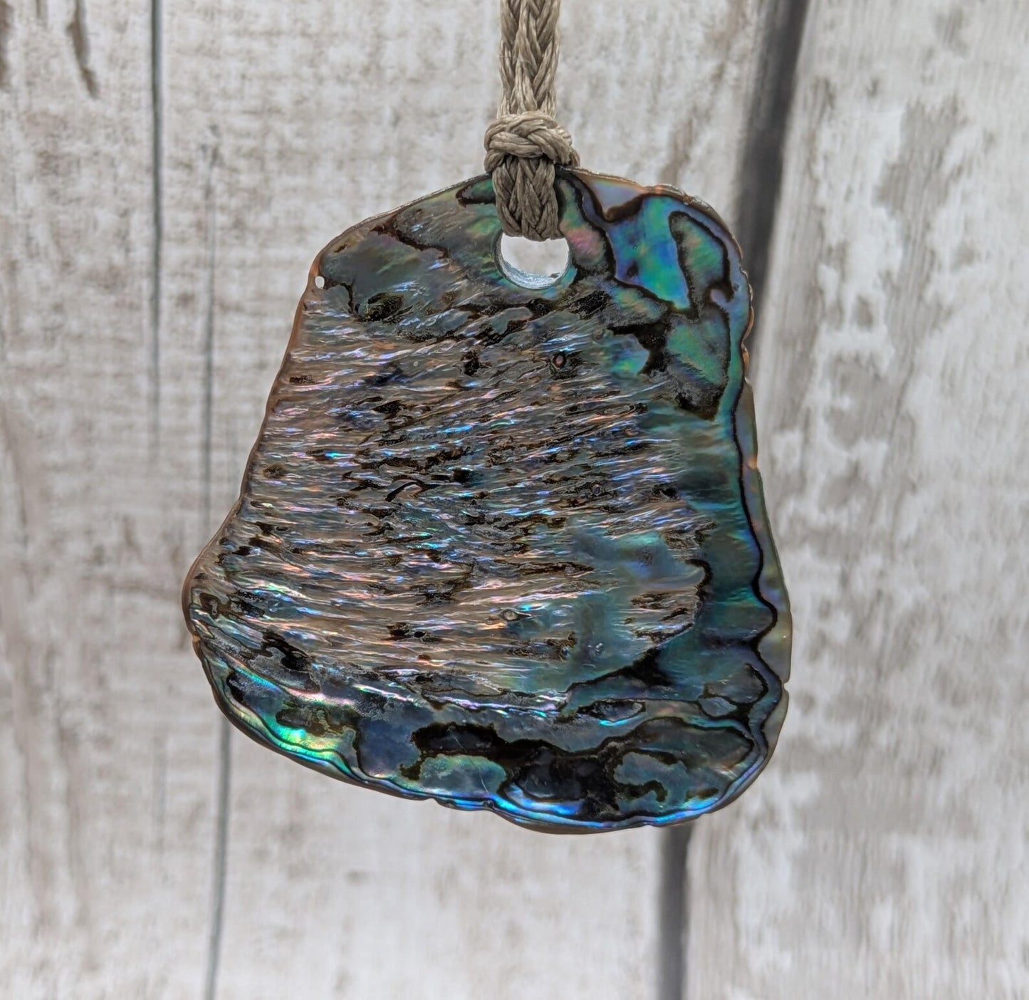 Large Freeform NZ Pāua Shell Pendant – Iridescent Abalone Statement Necklace, Natural statement Beach Jewellery.