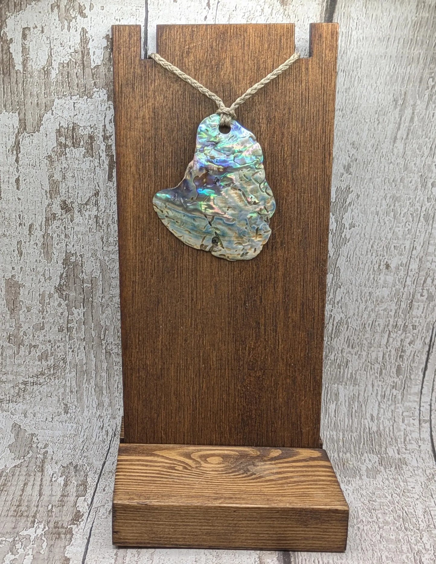 Large Freeform NZ Pāua Shell Pendant – Iridescent Abalone Statement Necklace, Natural statement Beach Jewellery.