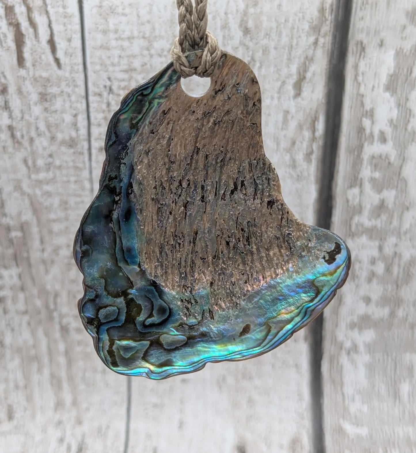 Large Freeform NZ Pāua Shell Pendant – Iridescent Abalone Statement Necklace, Natural statement Beach Jewellery.