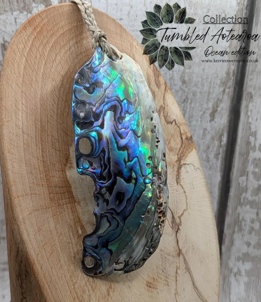 Large Freeform NZ Pāua Shell Pendant – Iridescent Abalone Statement Necklace, Natural statement Beach Jewellery.