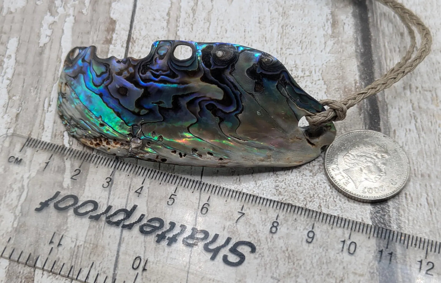 Large Freeform NZ Pāua Shell Pendant – Iridescent Abalone Statement Necklace, Natural statement Beach Jewellery.