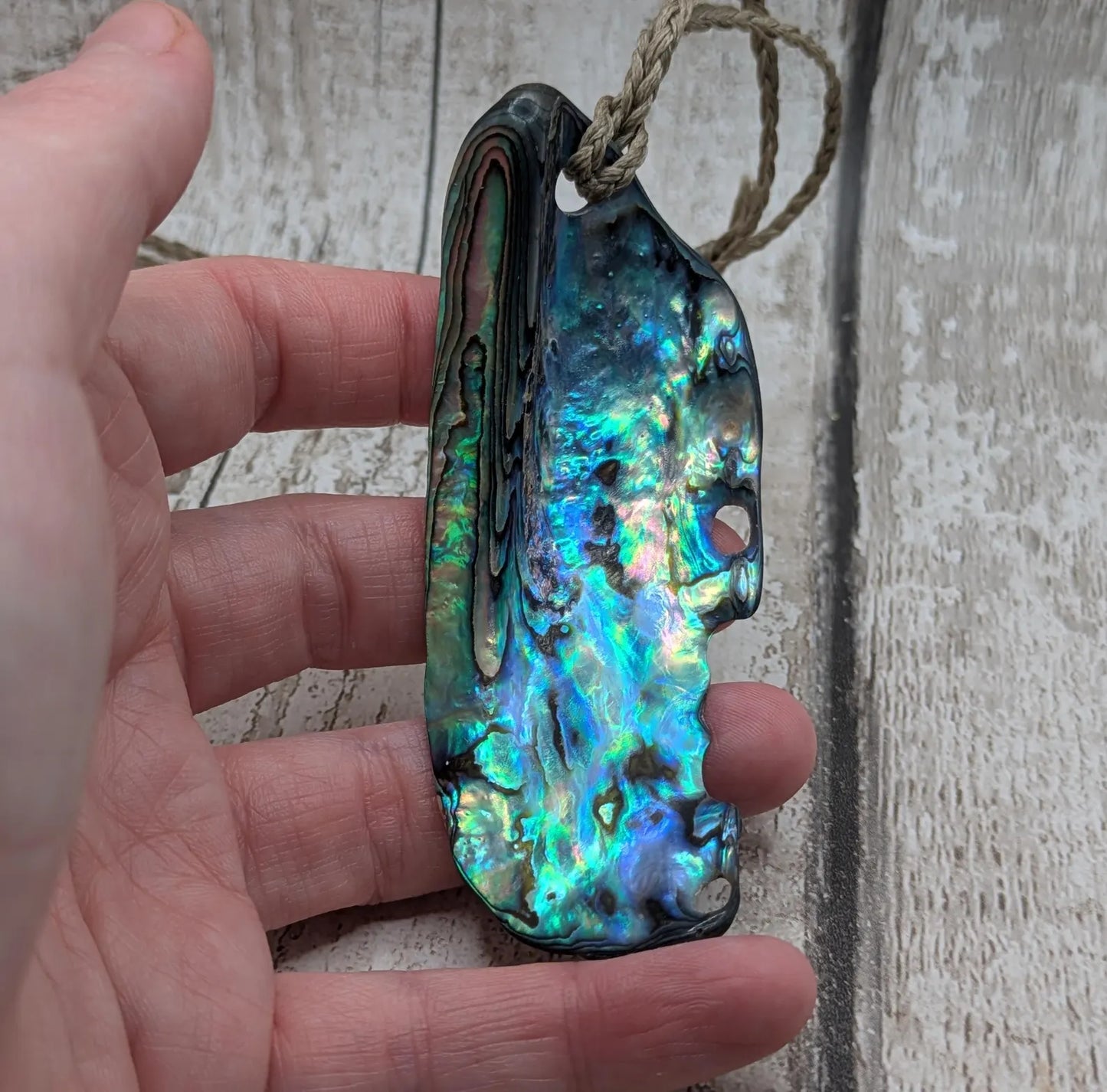Large Freeform NZ Pāua Shell Pendant – Iridescent Abalone Statement Necklace, Natural statement Beach Jewellery.