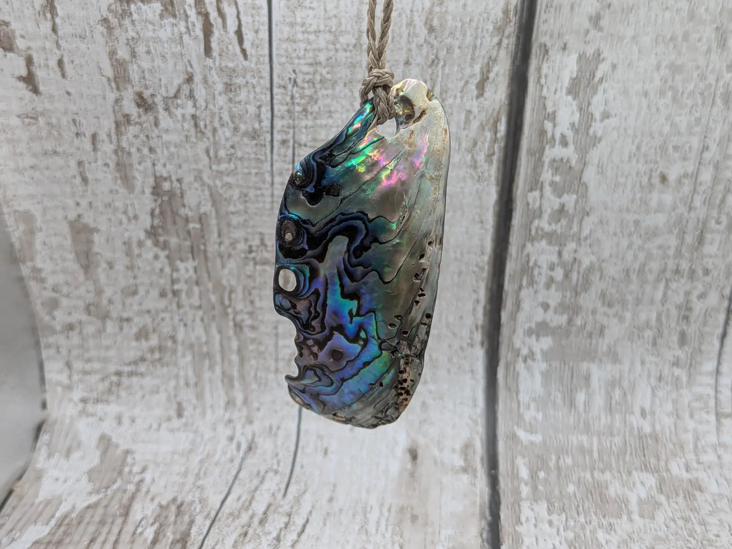 Large Freeform NZ Pāua Shell Pendant – Iridescent Abalone Statement Necklace, Natural statement Beach Jewellery.