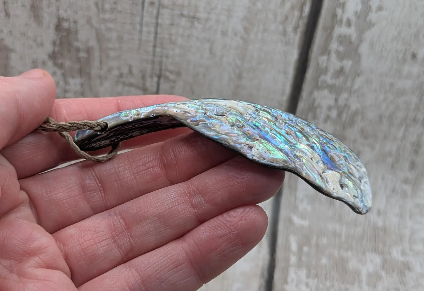 Large Freeform NZ Pāua Shell Pendant – Iridescent Abalone Statement Necklace, Natural statement Beach Jewellery.
