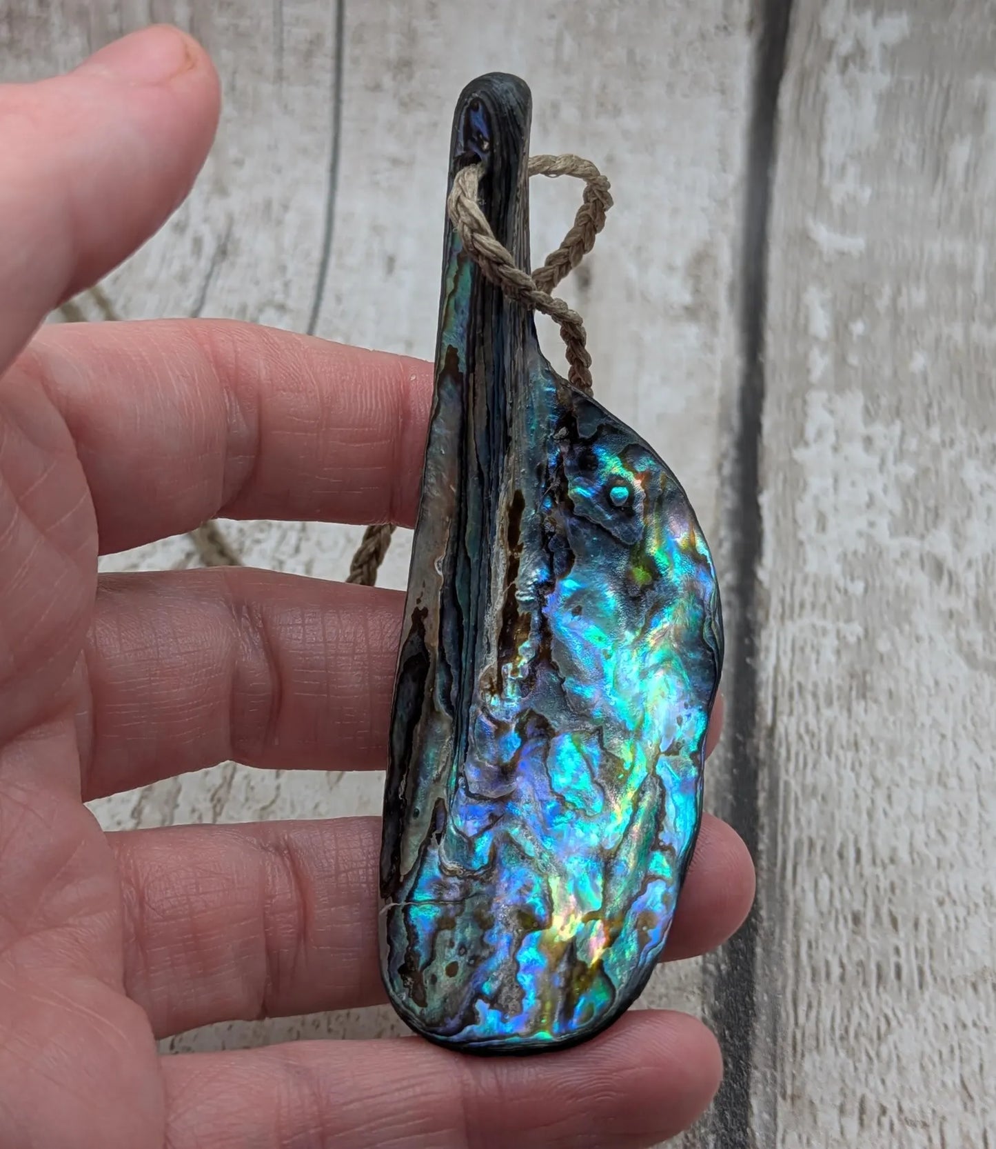 Large Freeform NZ Pāua Shell Pendant – Iridescent Abalone Statement Necklace, Natural statement Beach Jewellery.
