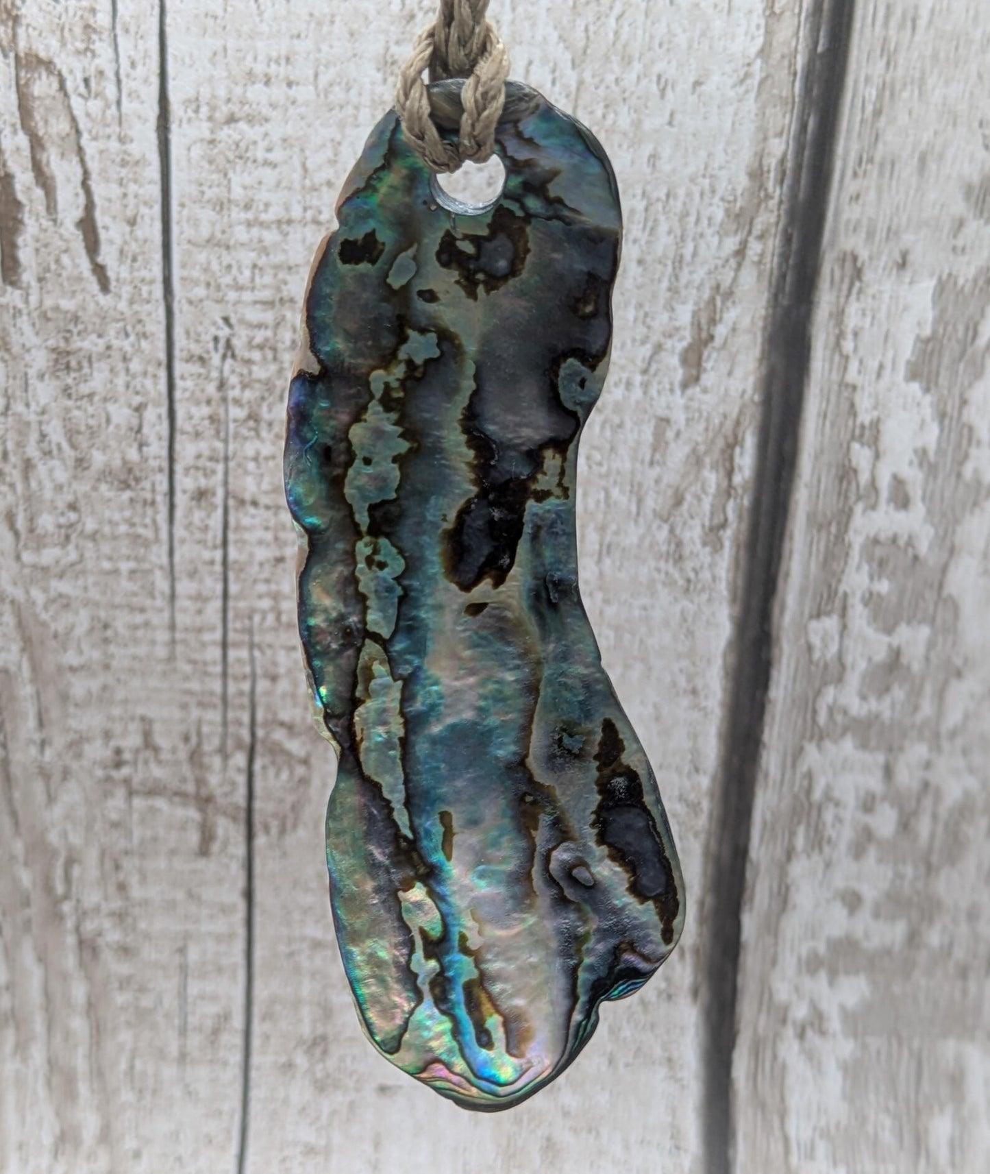 Large Freeform NZ Pāua Shell Pendant – Iridescent Abalone Statement Necklace, Natural statement Beach Jewellery.
